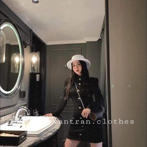 Tweed Mini Dress in Black - Size S